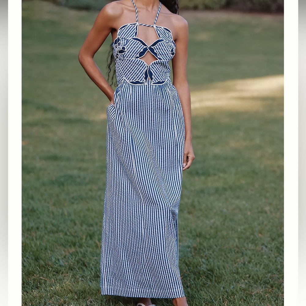 Anthropologie | Dresses | Anthropologie Celandine Hibiscus Cutwork Cotton Midi Dress Nwot